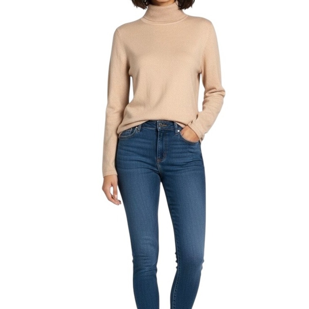 Samantha Taylor 100% Cashmere Turtleneck Sweater M‎ Baby Pink Minimalist Vintage